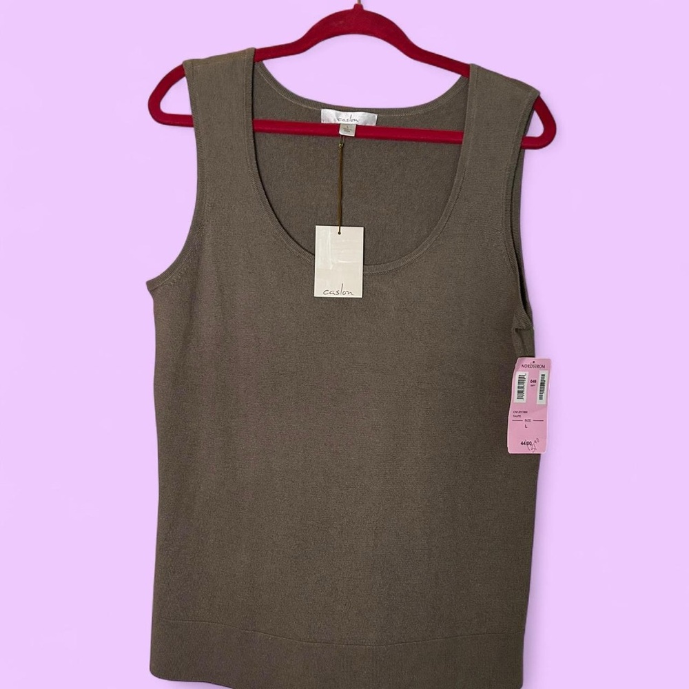 Caslon Green Fitted Sleeveless Tank Top